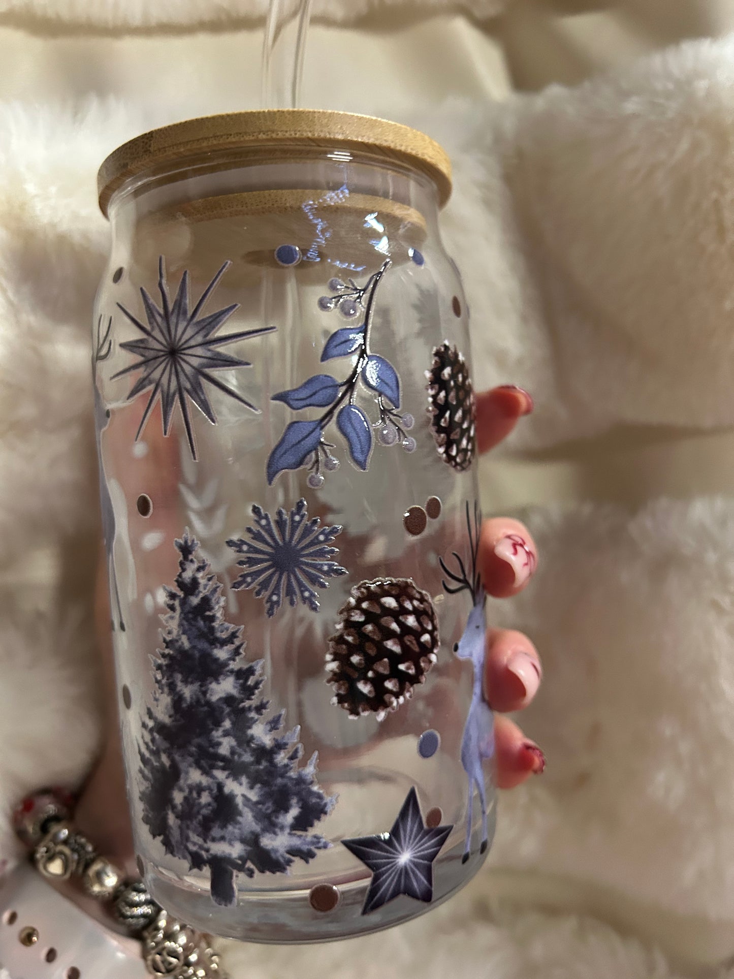 Christmas Deer Glass Can