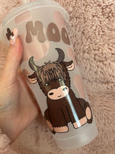 Load image into Gallery viewer, Highland cow Moo cold cup