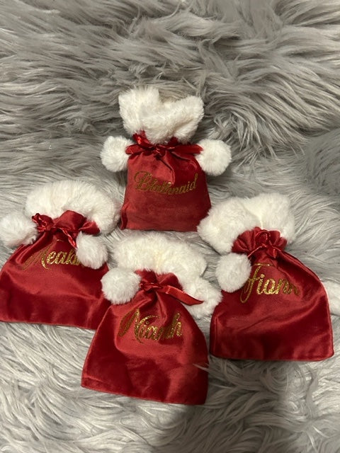 Personalised fluffy Christmas treat bags