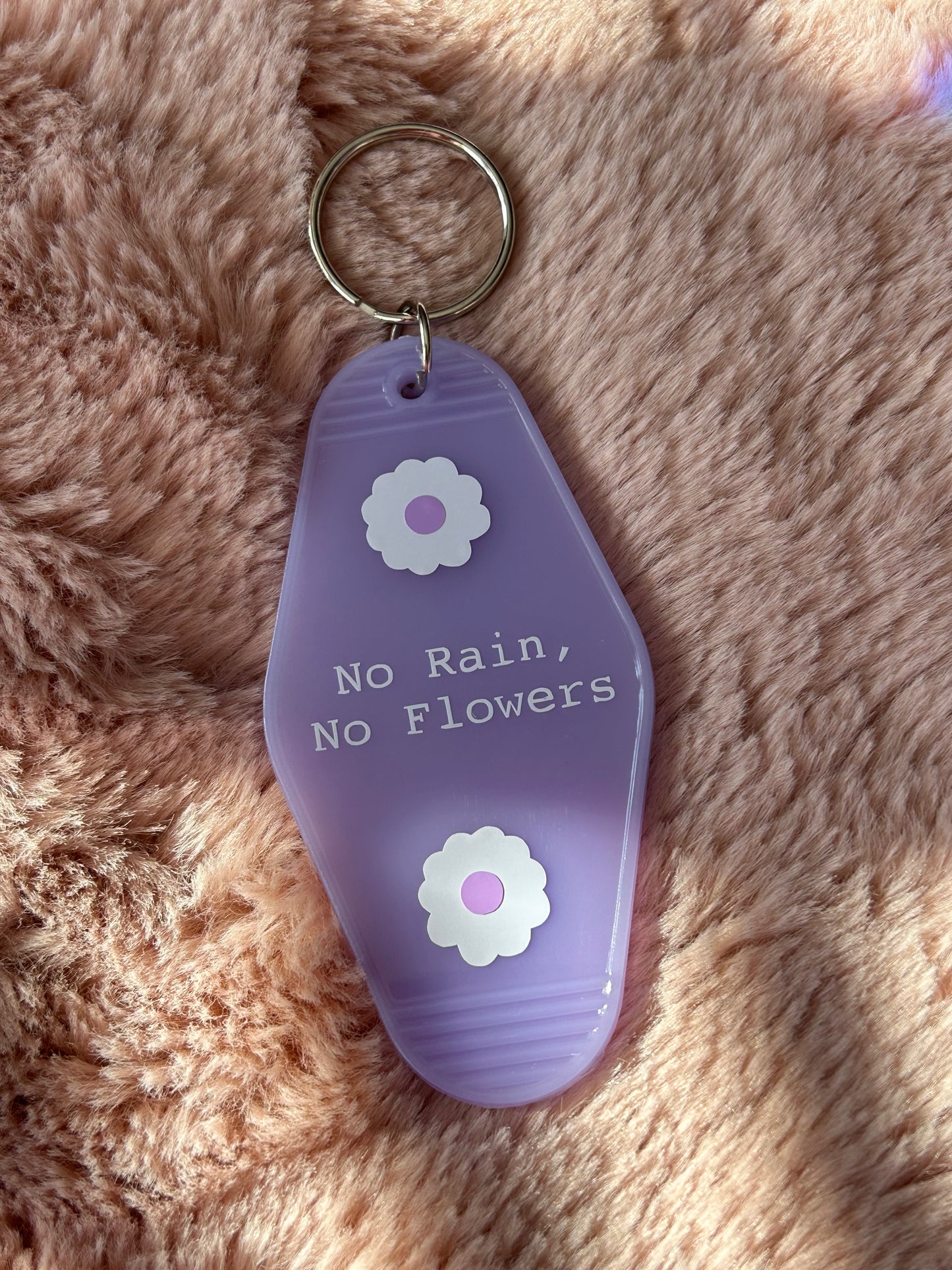 No Rain No Flowers motel keyring