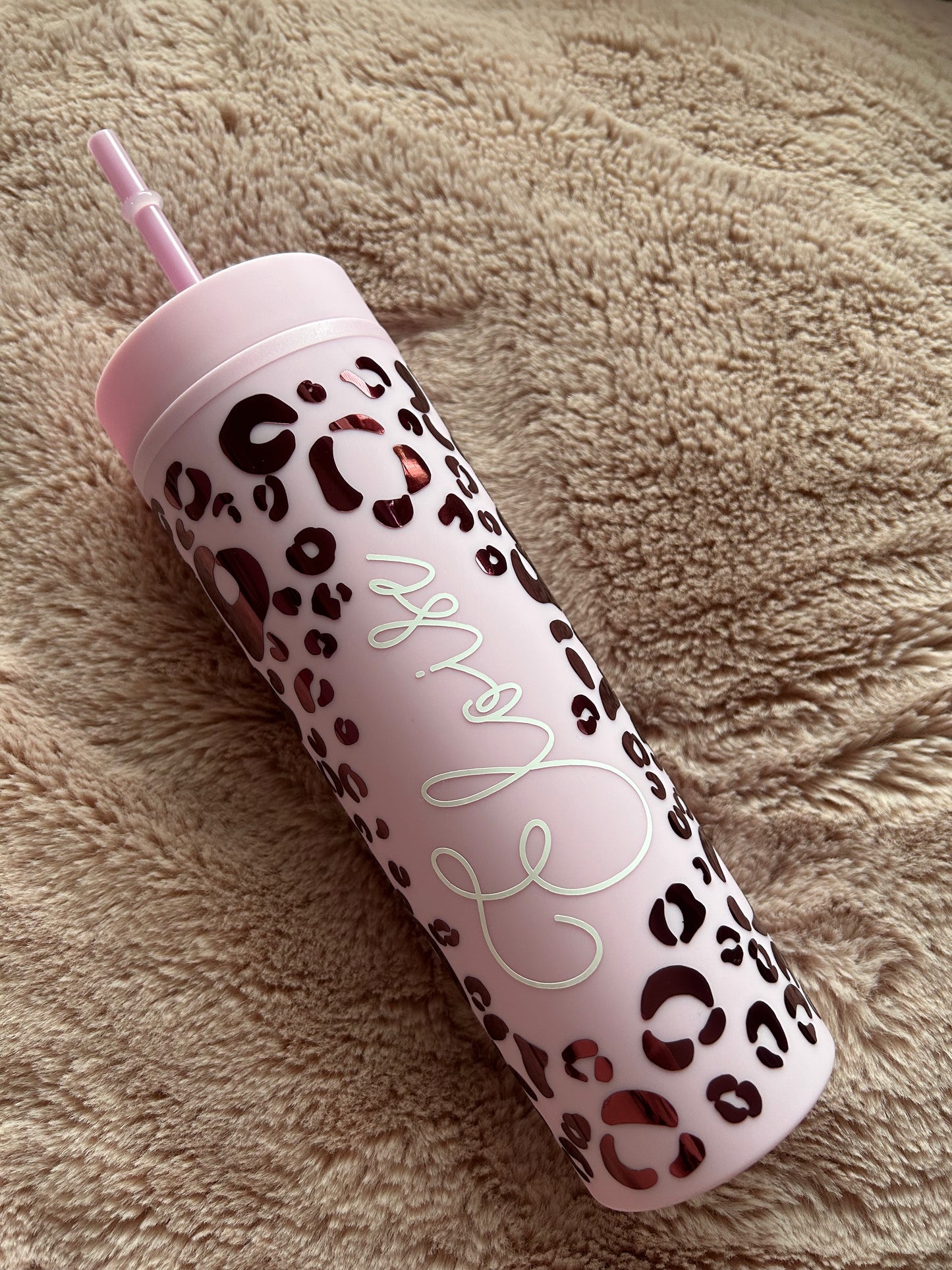 Personalised leopard print skinny tumbler