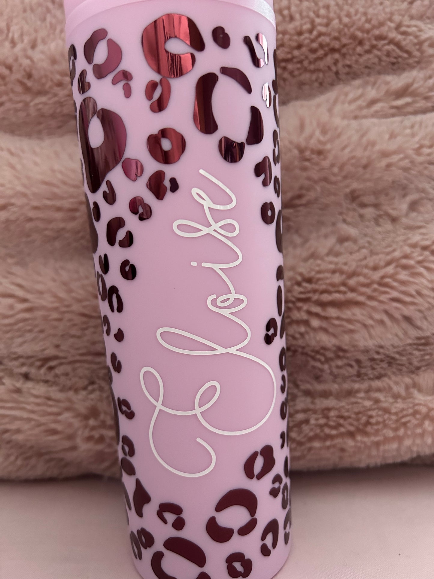 Personalised leopard print skinny tumbler