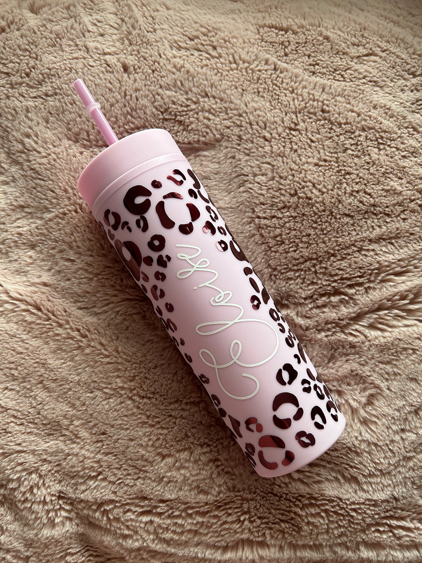 Personalised leopard print skinny tumbler