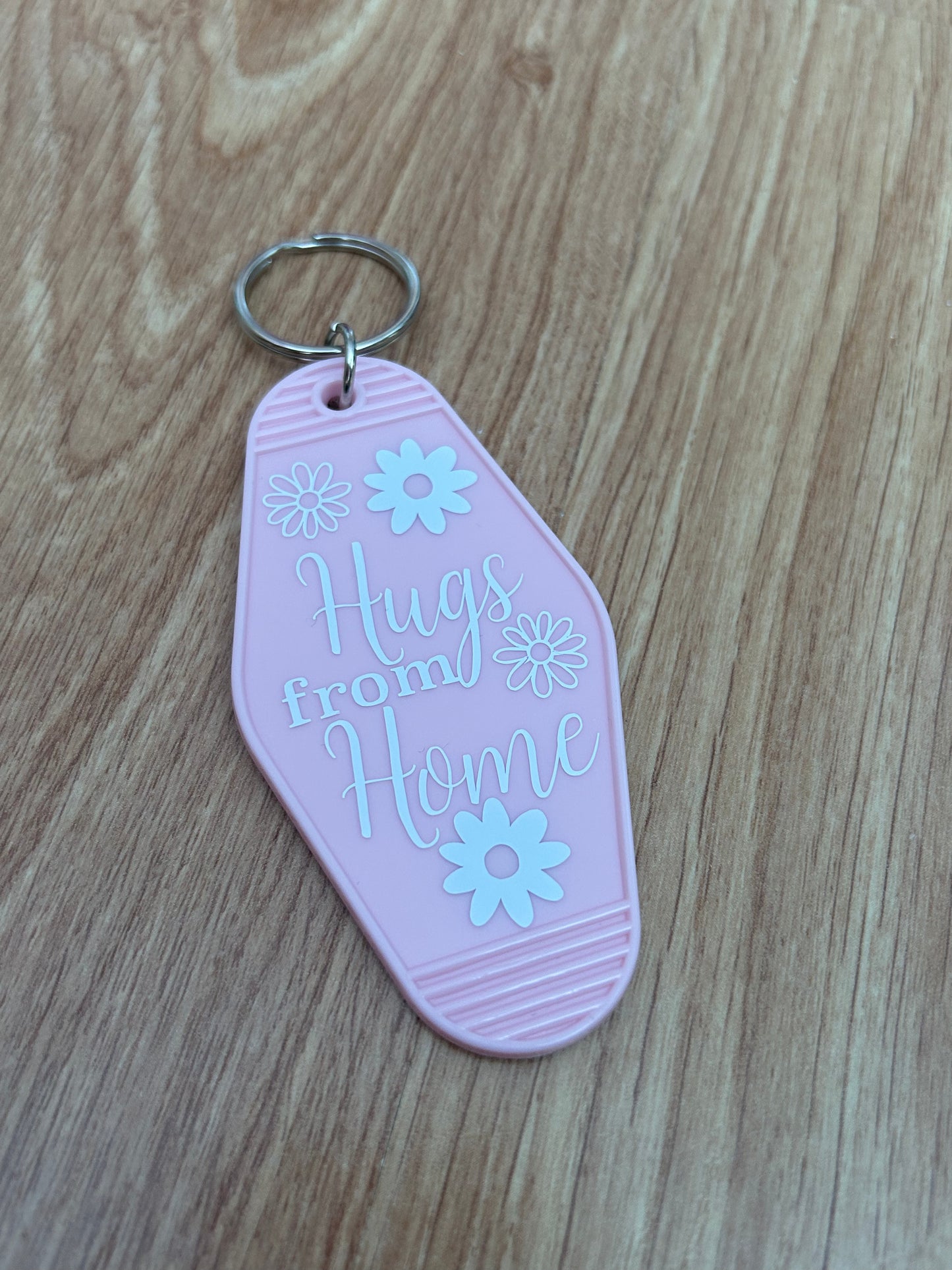 Hugs from home floral motel keyring