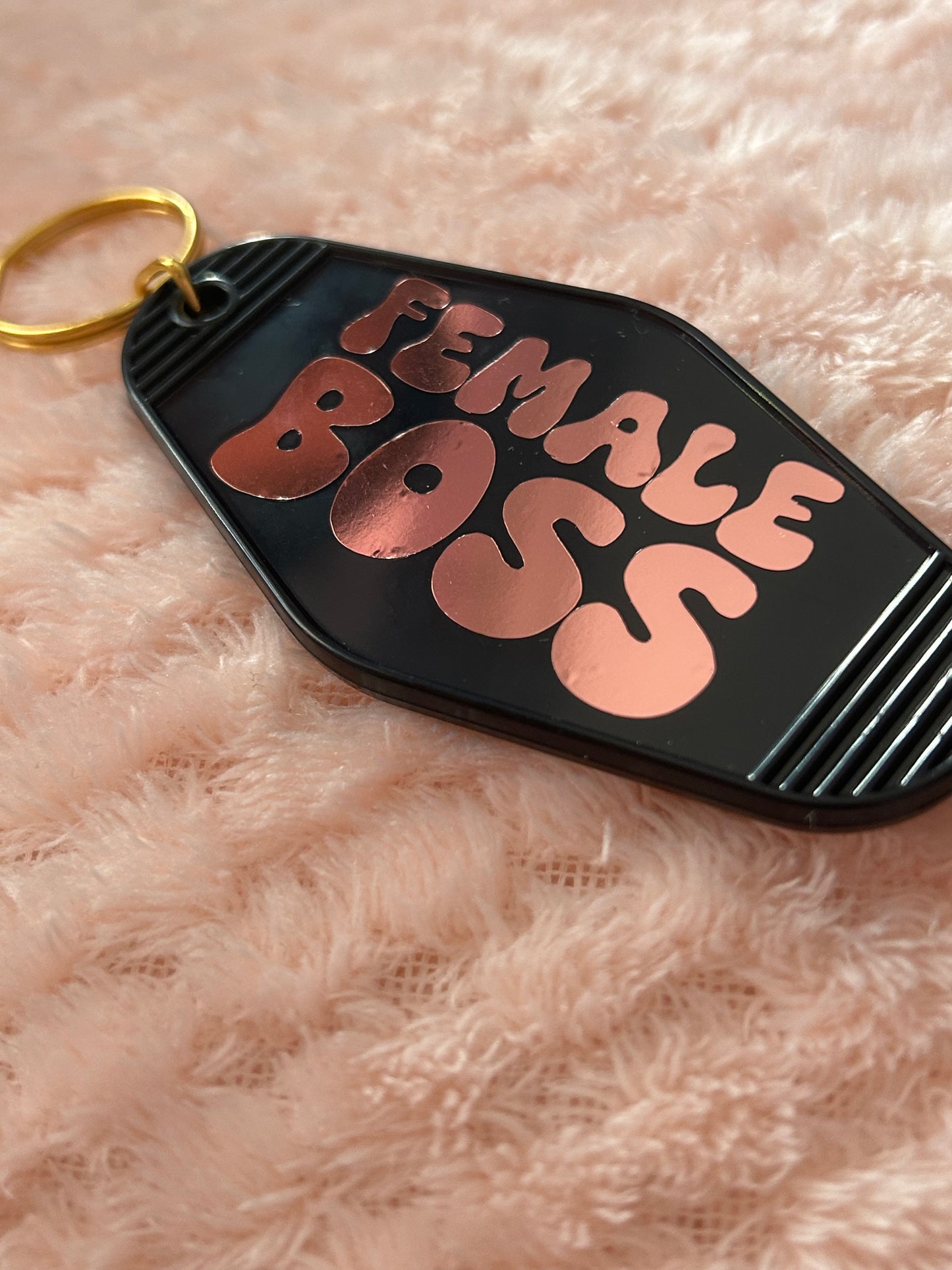 Female Boss motel keyring