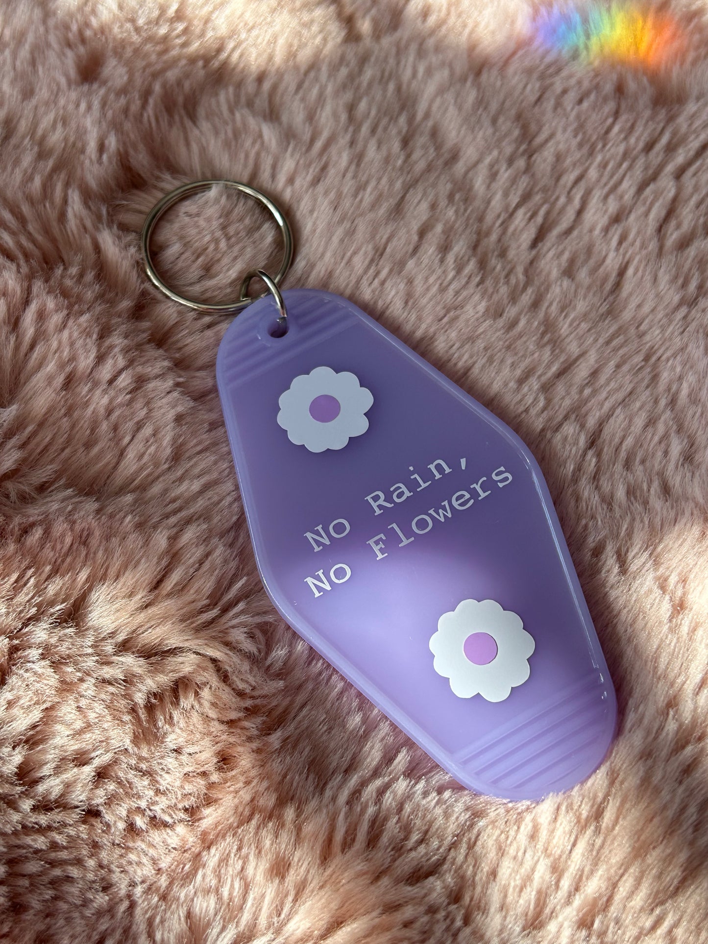 No Rain No Flowers motel keyring