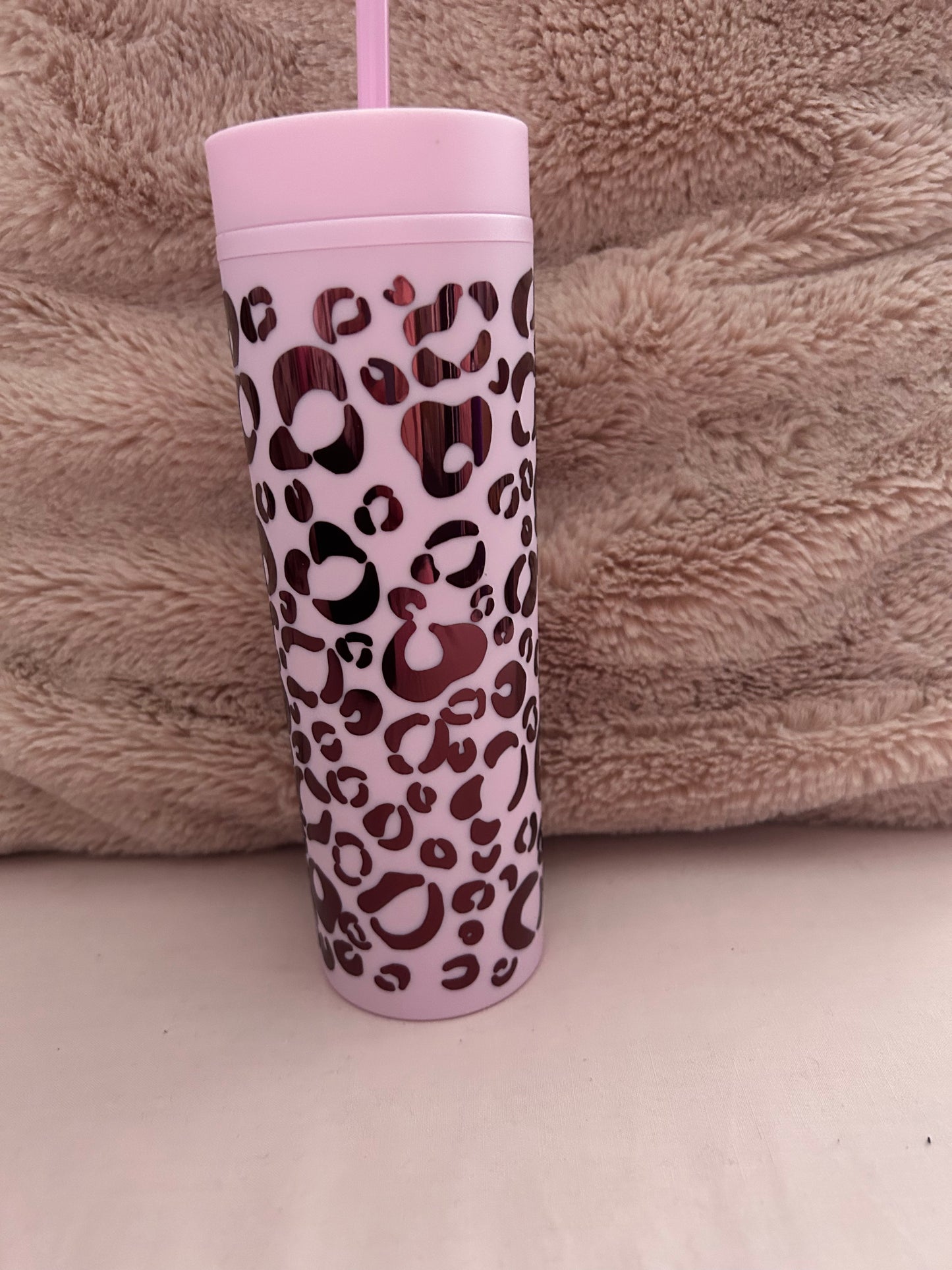 Personalised leopard print skinny tumbler