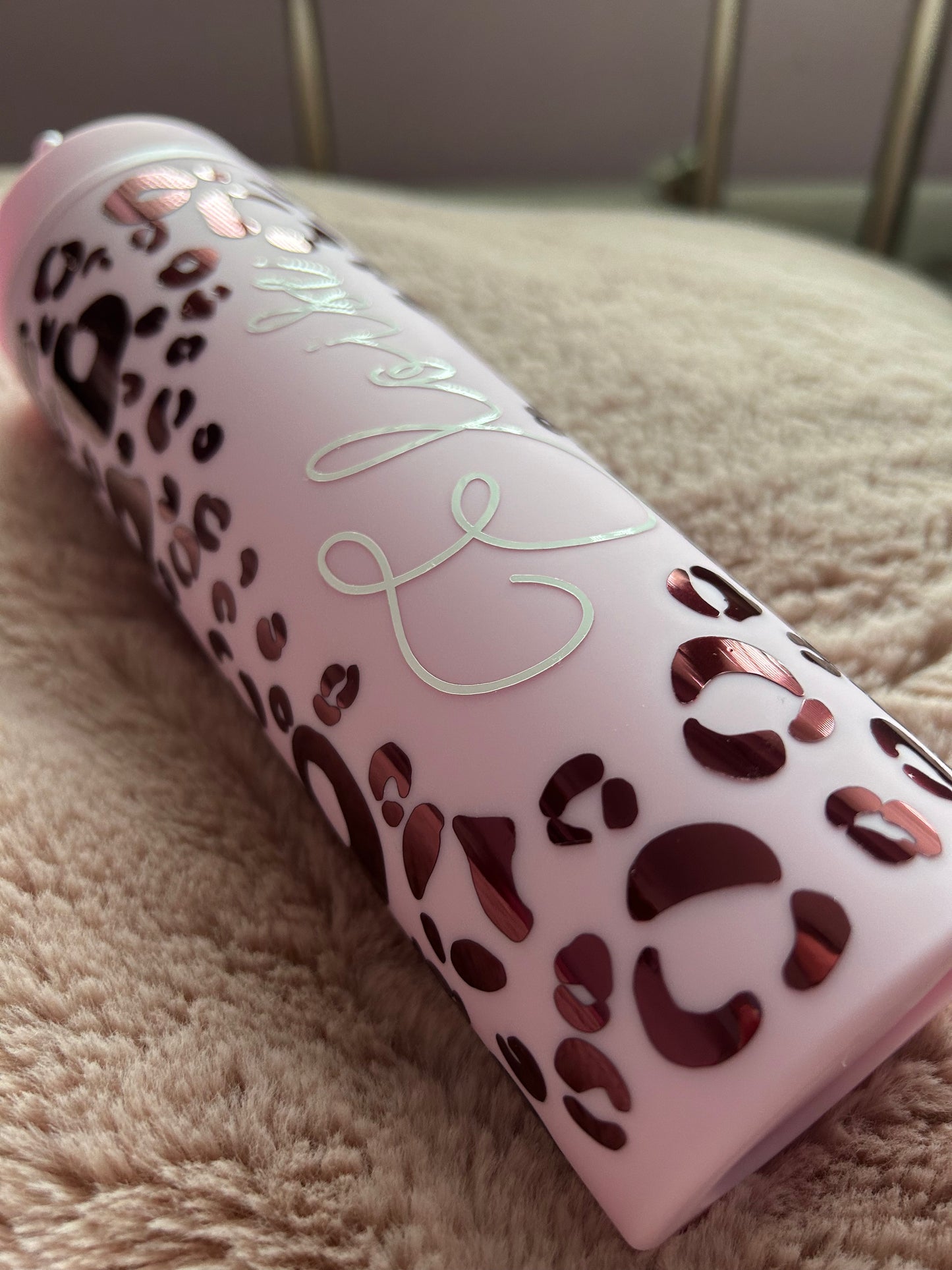 Personalised leopard print skinny tumbler