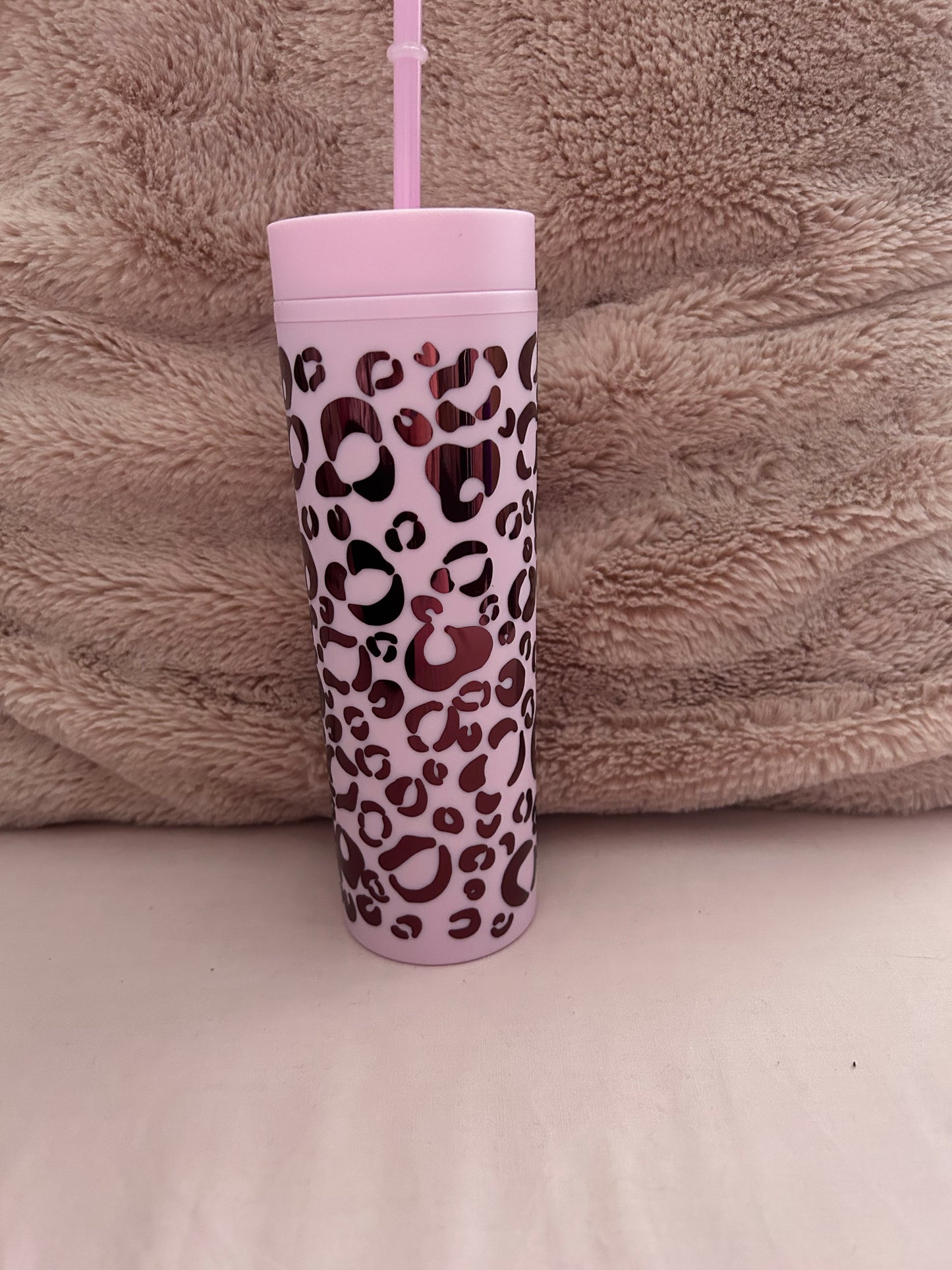 Personalised leopard print skinny tumbler