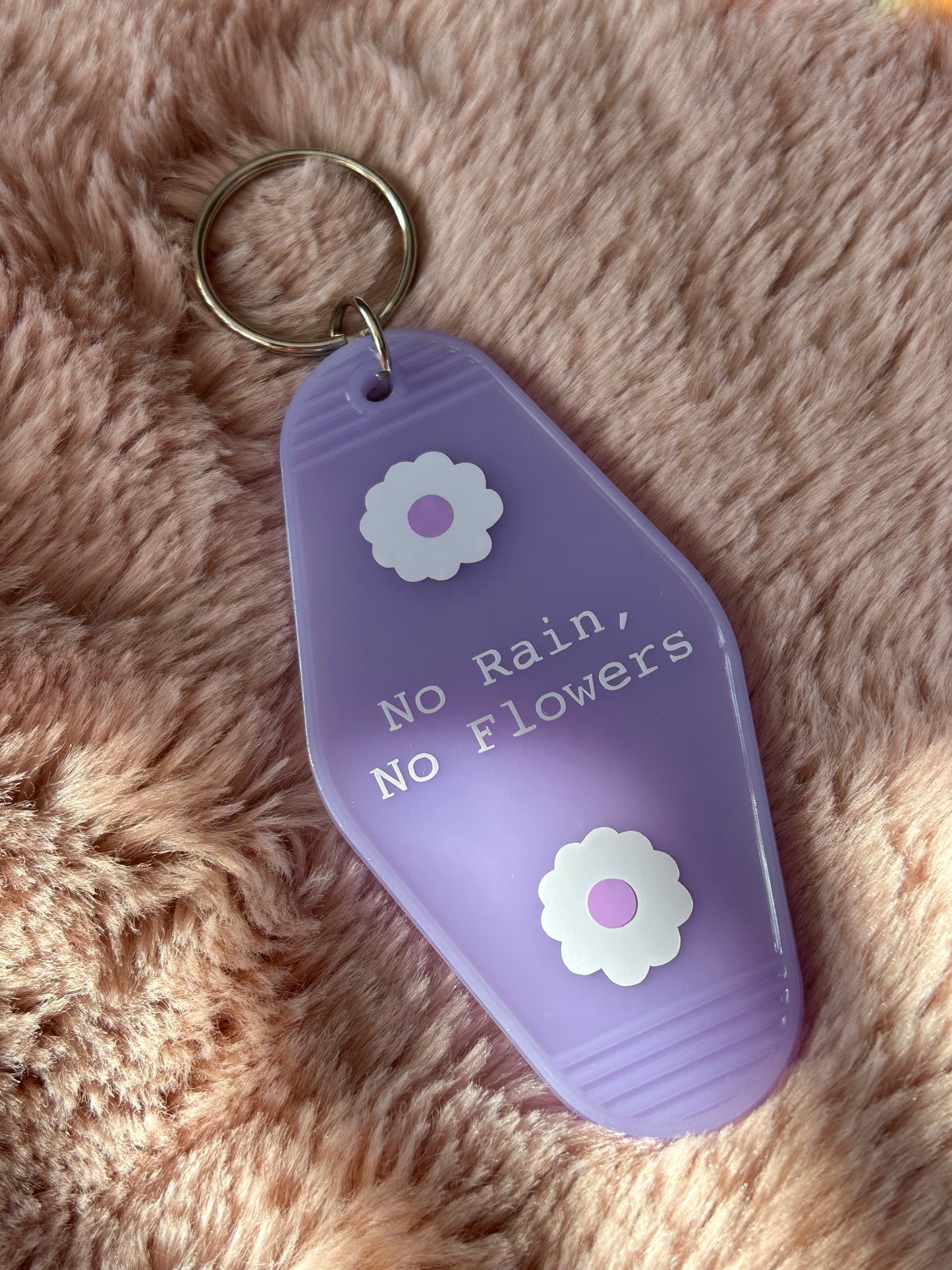 No Rain No Flowers motel keyring