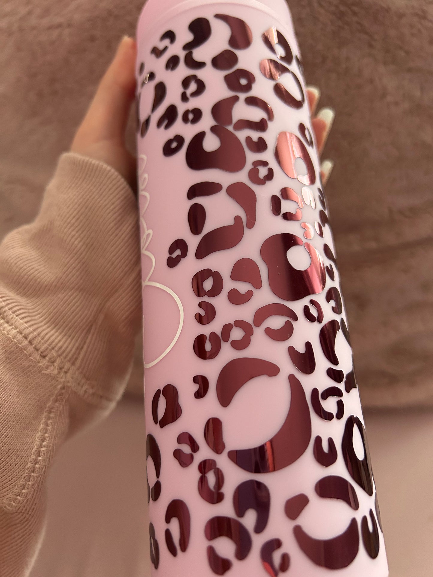 Personalised leopard print skinny tumbler