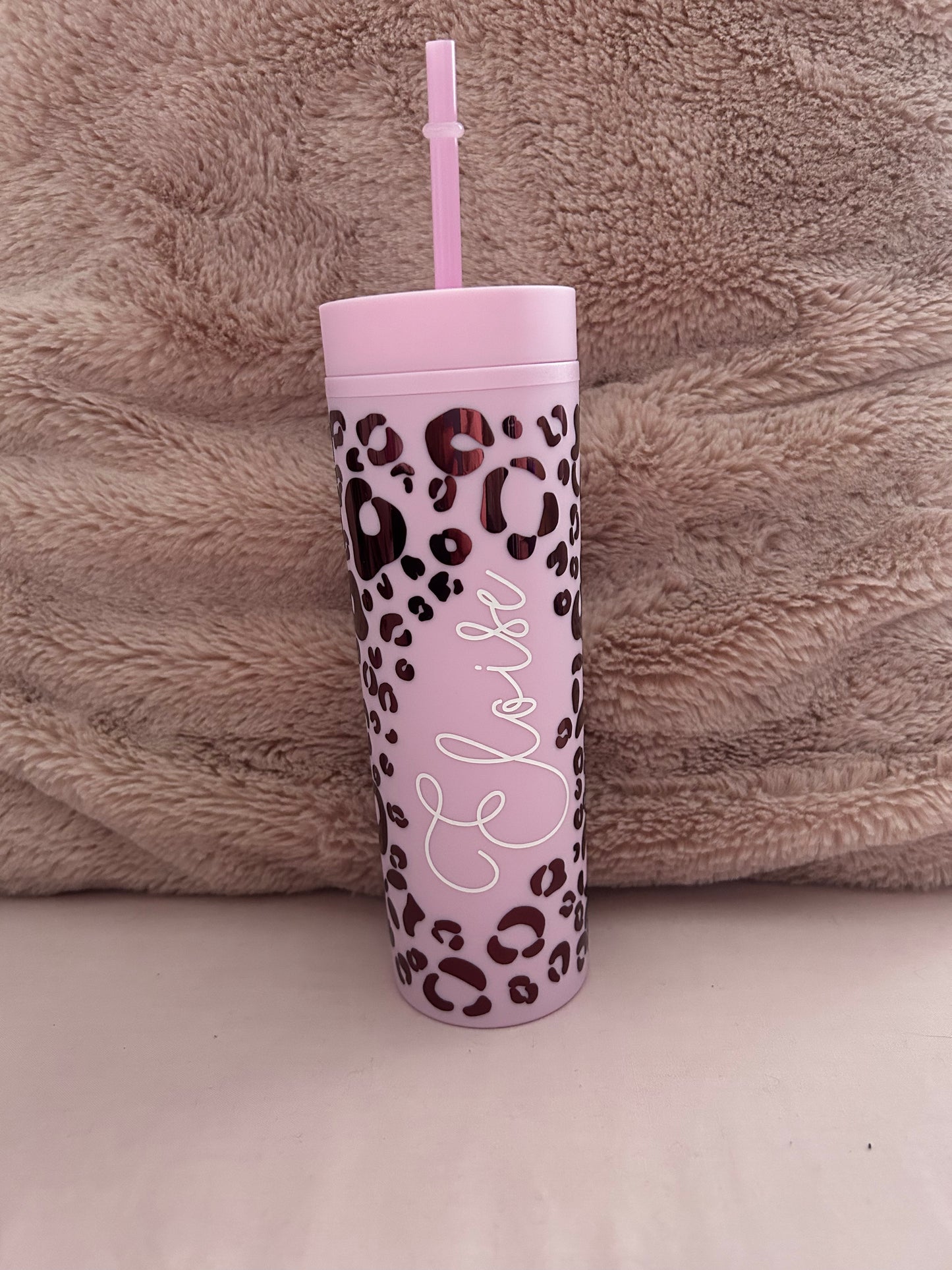 Personalised leopard print skinny tumbler