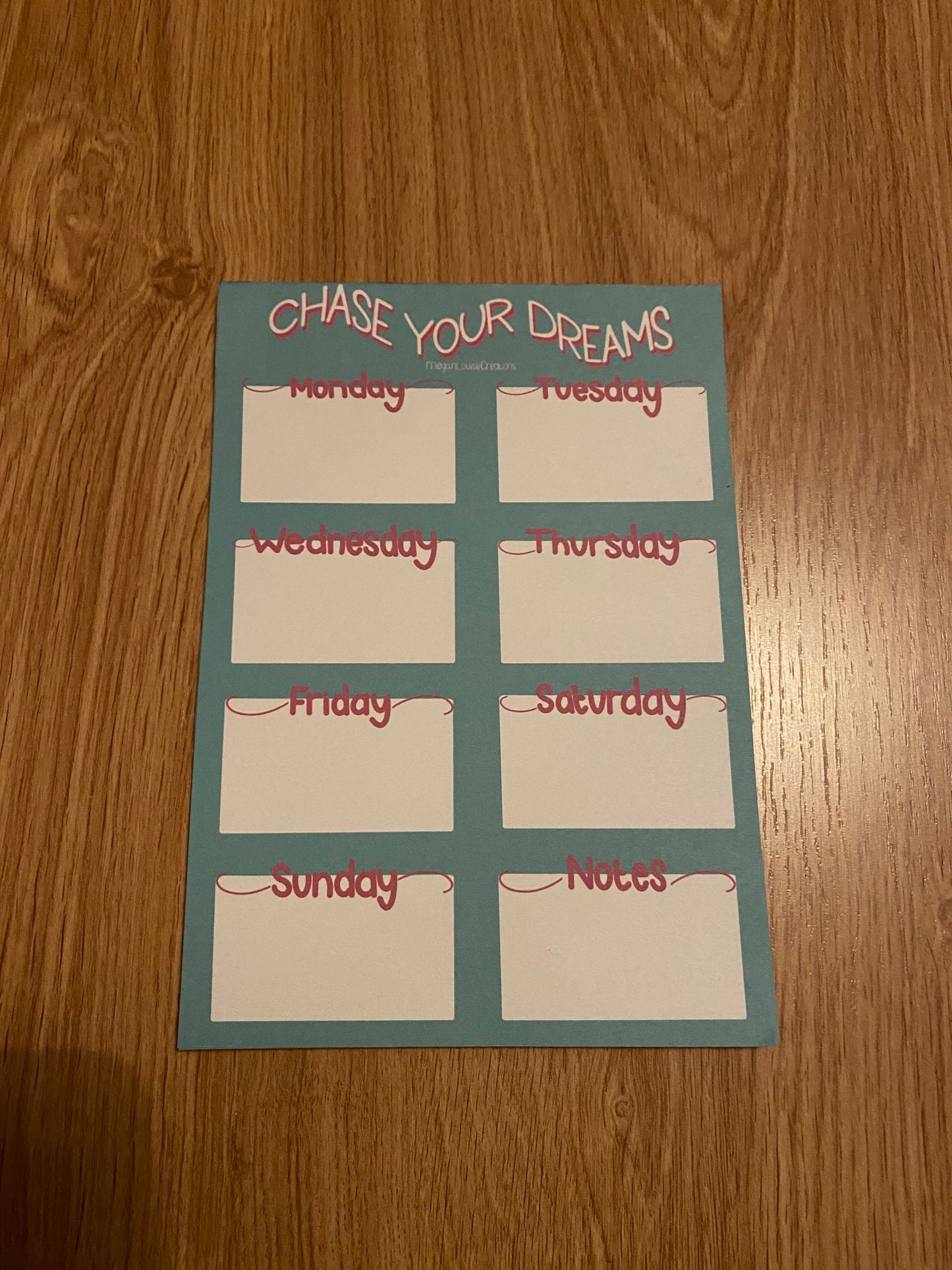 Chase your dreams weekly planner
