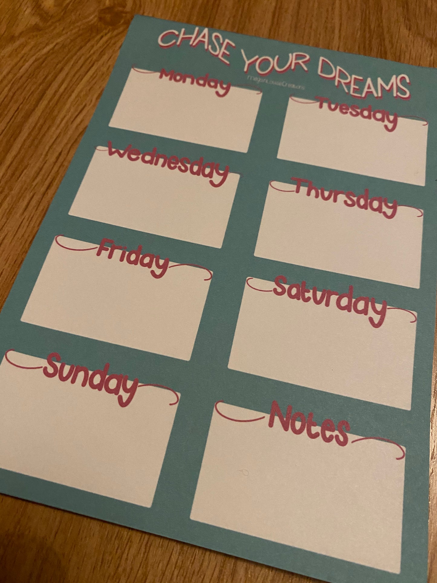 Chase your dreams weekly planner
