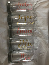 Load image into Gallery viewer, Bridal tumblers, personalised glasses, rose gold tumblers , wedding party gifts