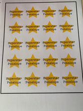 Load image into Gallery viewer, Personalised super star stickers, personalised gold star stickers