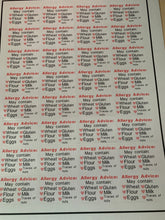 Load image into Gallery viewer, Customisable Allergy advice stickers