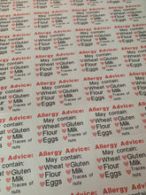 Load image into Gallery viewer, Customisable Allergy advice stickers