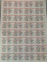 Load image into Gallery viewer, Customisable Allergy advice stickers