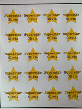 Load image into Gallery viewer, Personalised super star stickers, personalised gold star stickers