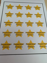 Load image into Gallery viewer, Personalised super star stickers, personalised gold star stickers