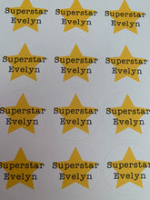 Load image into Gallery viewer, Personalised super star stickers, personalised gold star stickers