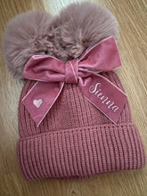 Load image into Gallery viewer, Personalised kids double Pom Pom hat