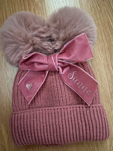 Load image into Gallery viewer, Personalised kids double Pom Pom hat