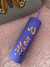 Load image into Gallery viewer, Leopard print text Personalised skinny tumblers