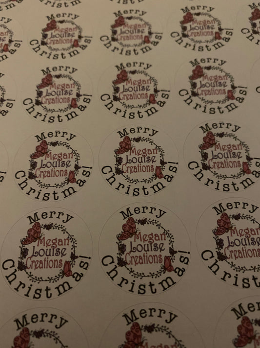 Merry Christmas circular Logo stickers, design your own stickers, order stickers, stickers