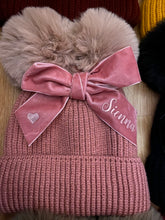 Load image into Gallery viewer, Personalised kids double Pom Pom hat
