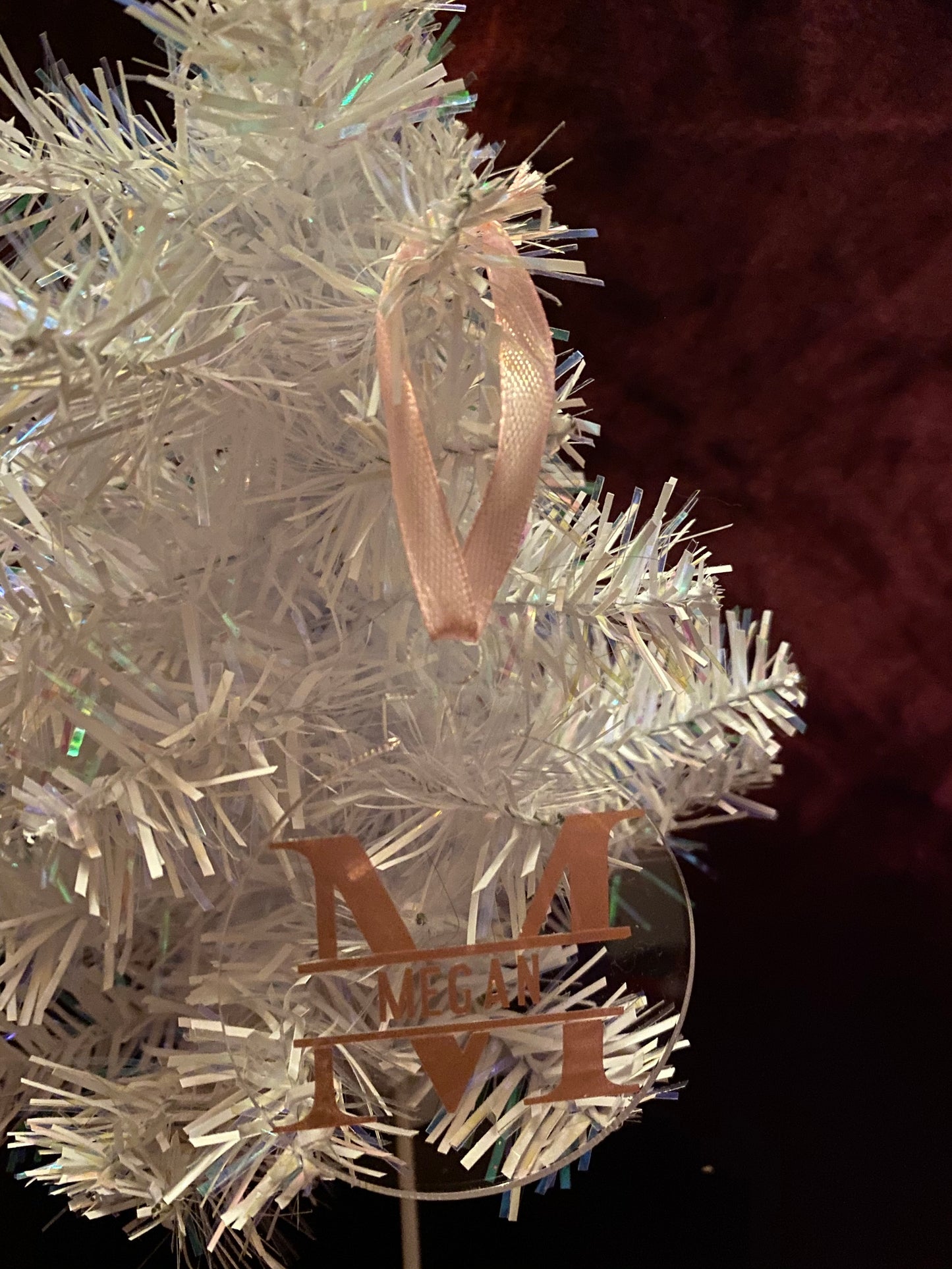 Personalised split initial bauble