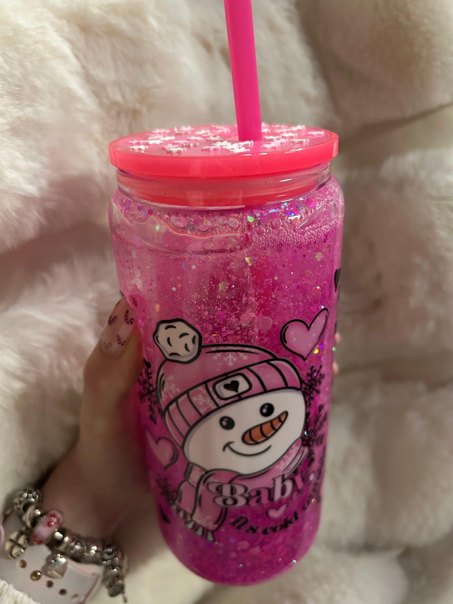 baby its cold outside glass snowglobe tumbler