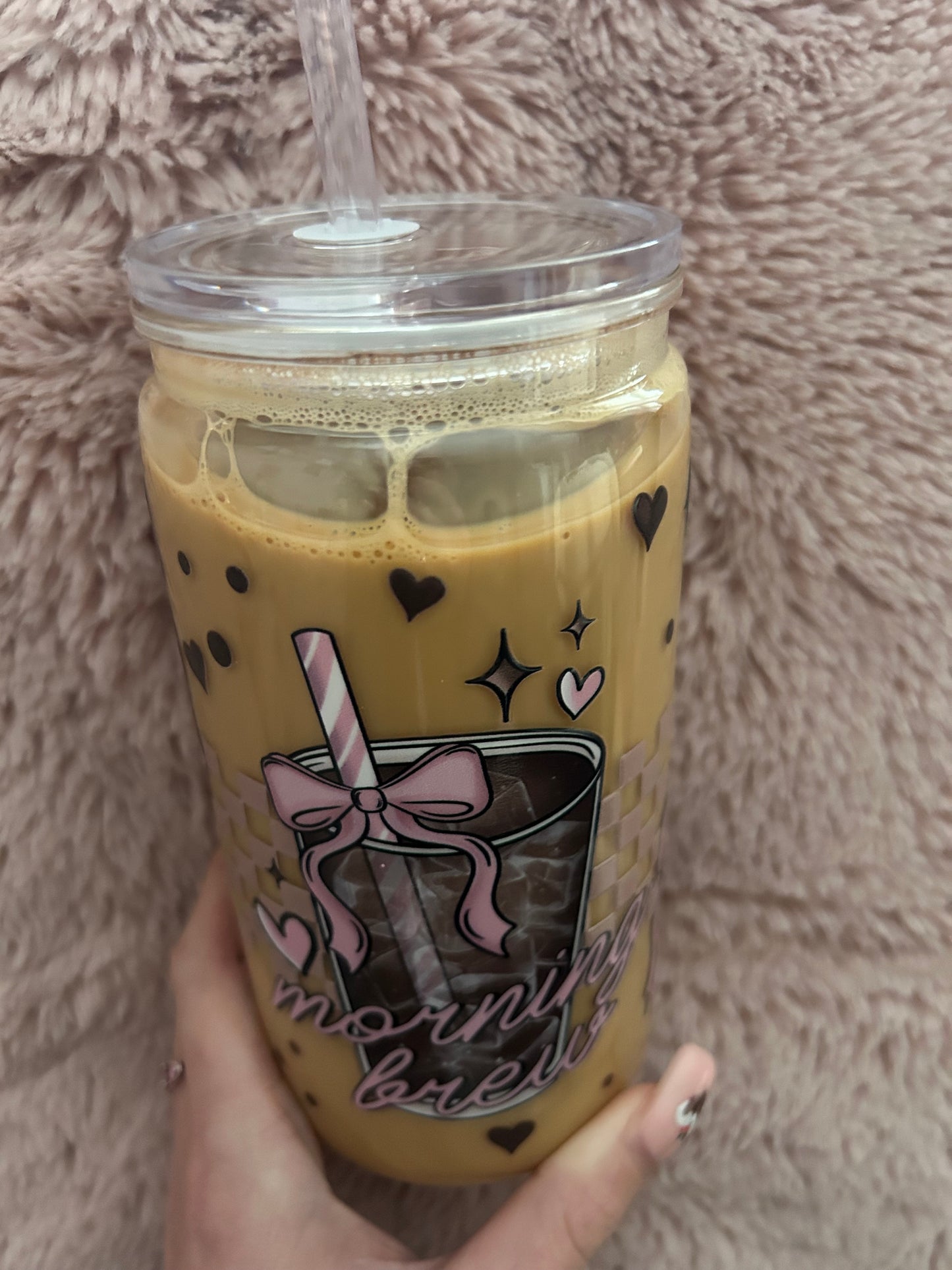 Faux drink effect morning brew bow can tumbler