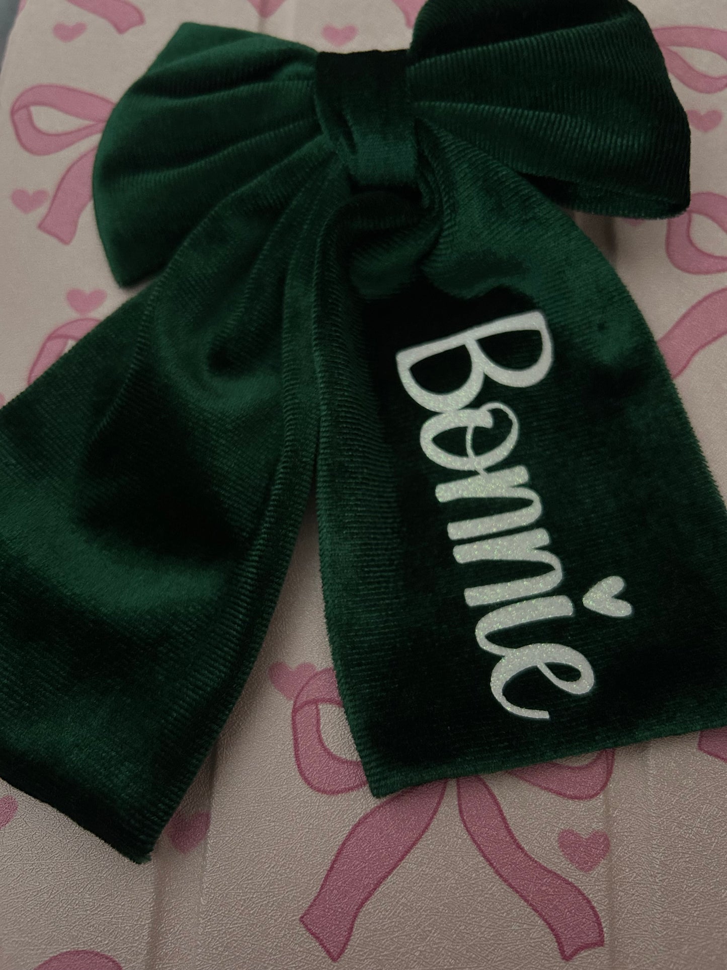 Personalised Velvet hair bow
