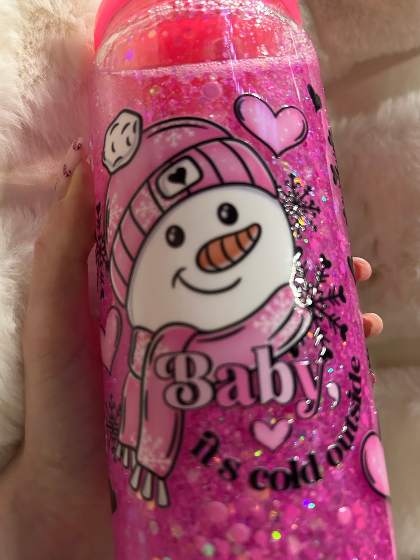 baby its cold outside glass snowglobe tumbler