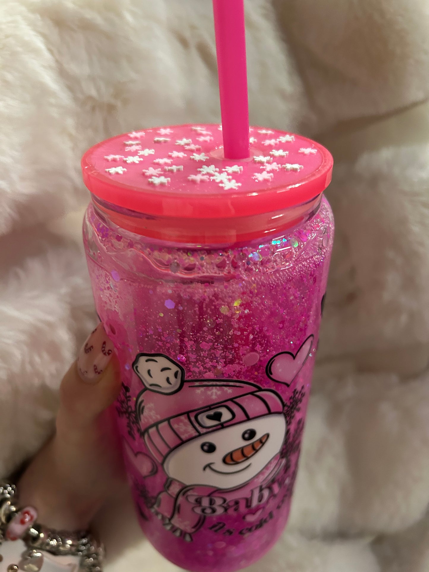 baby its cold outside glass snowglobe tumbler