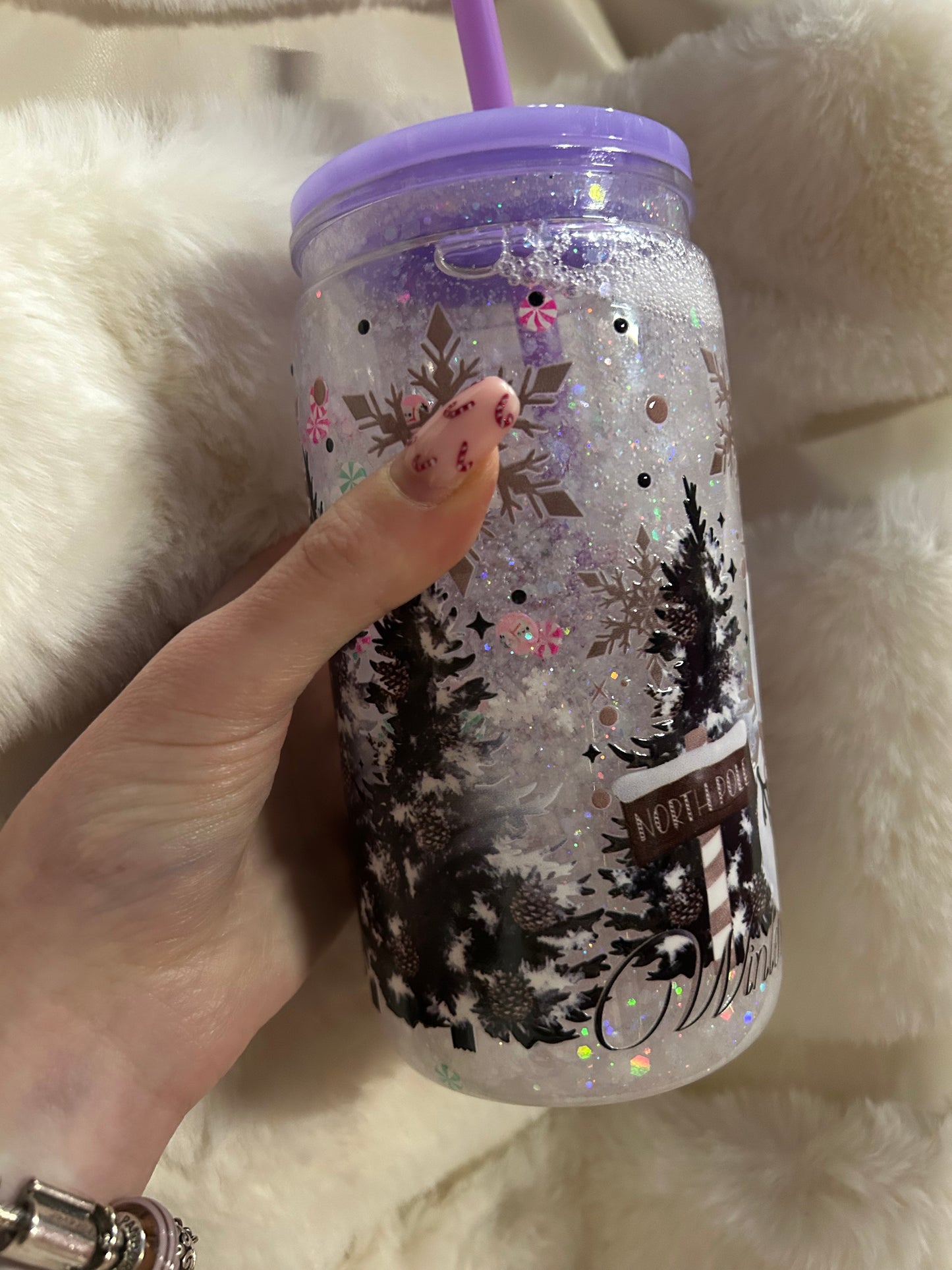 Winter Vibes snowglobe tumbler