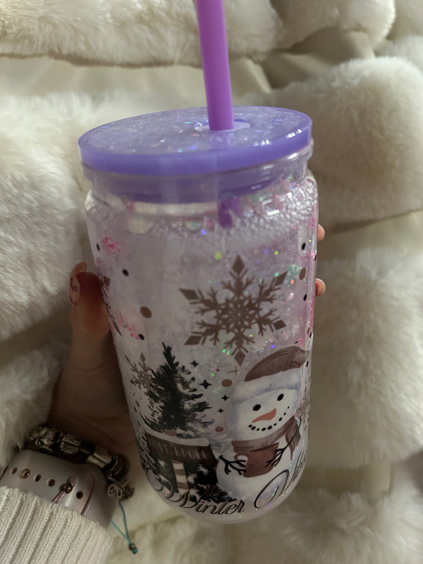 Winter Vibes snowglobe tumbler
