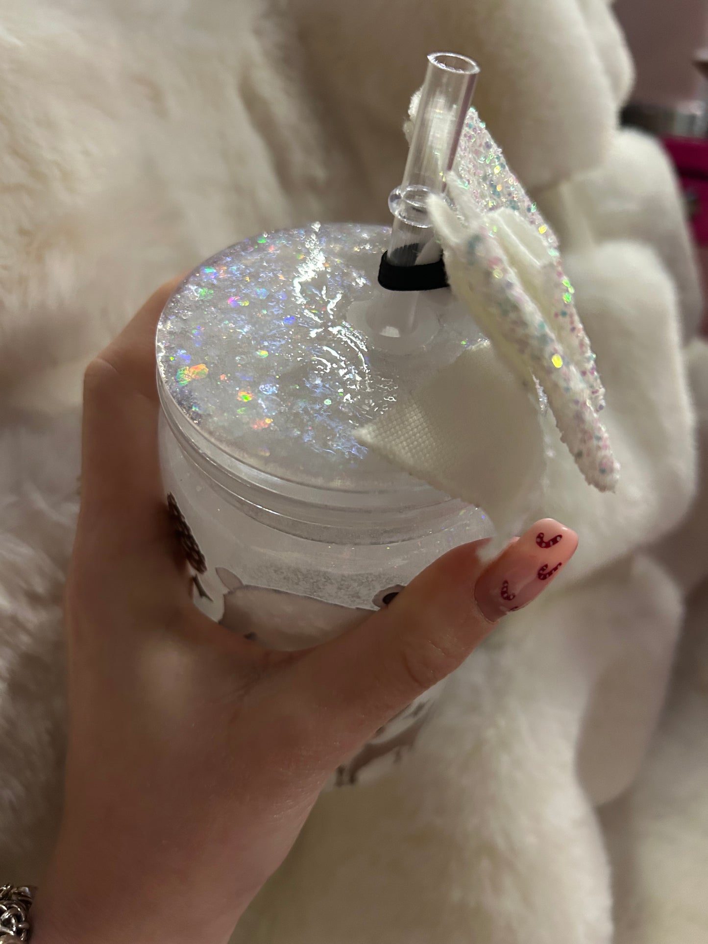 deer, polar bear and snowman snowglobe tumbler