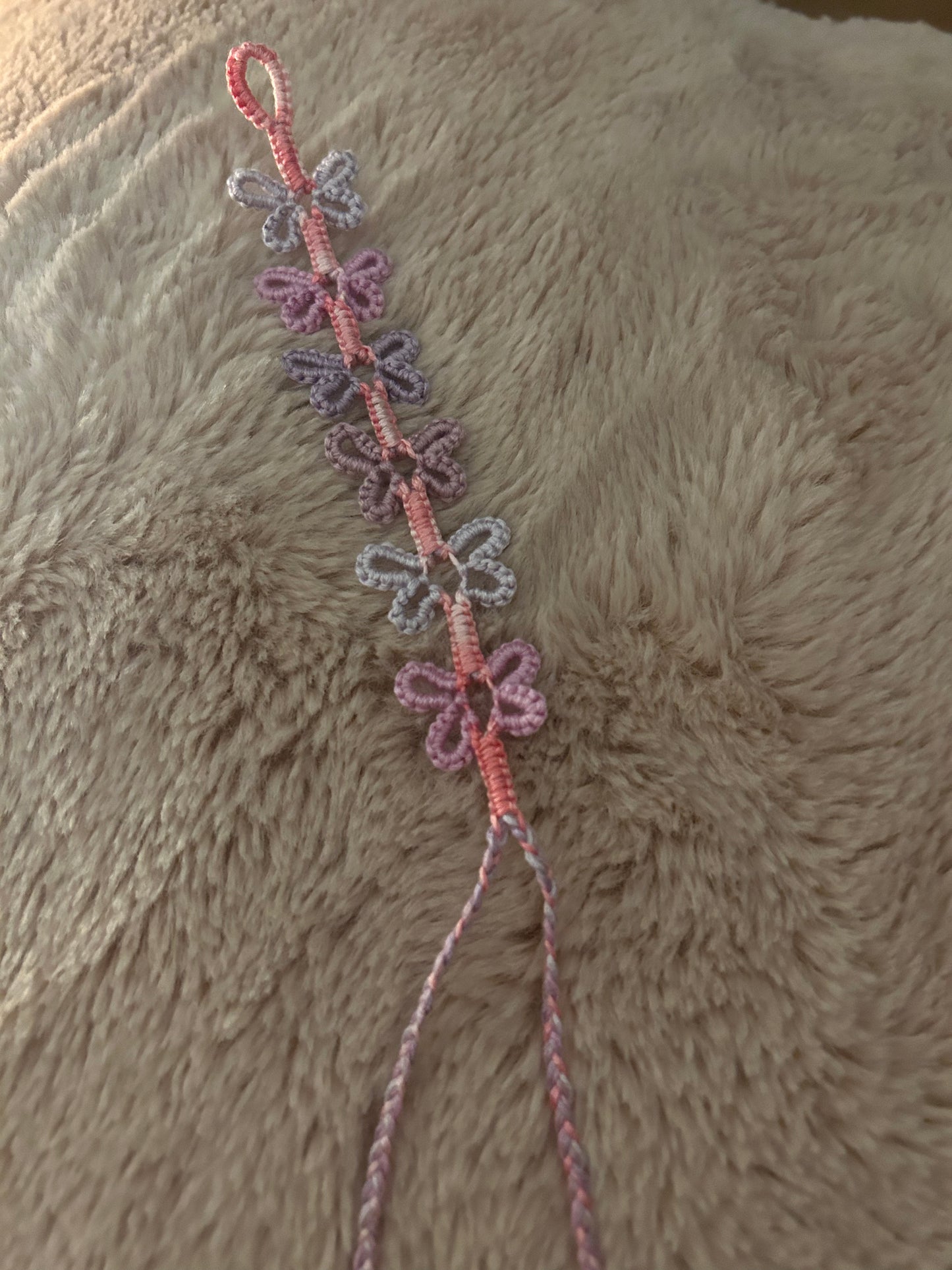 pink ombré and purple butterfly bracelet