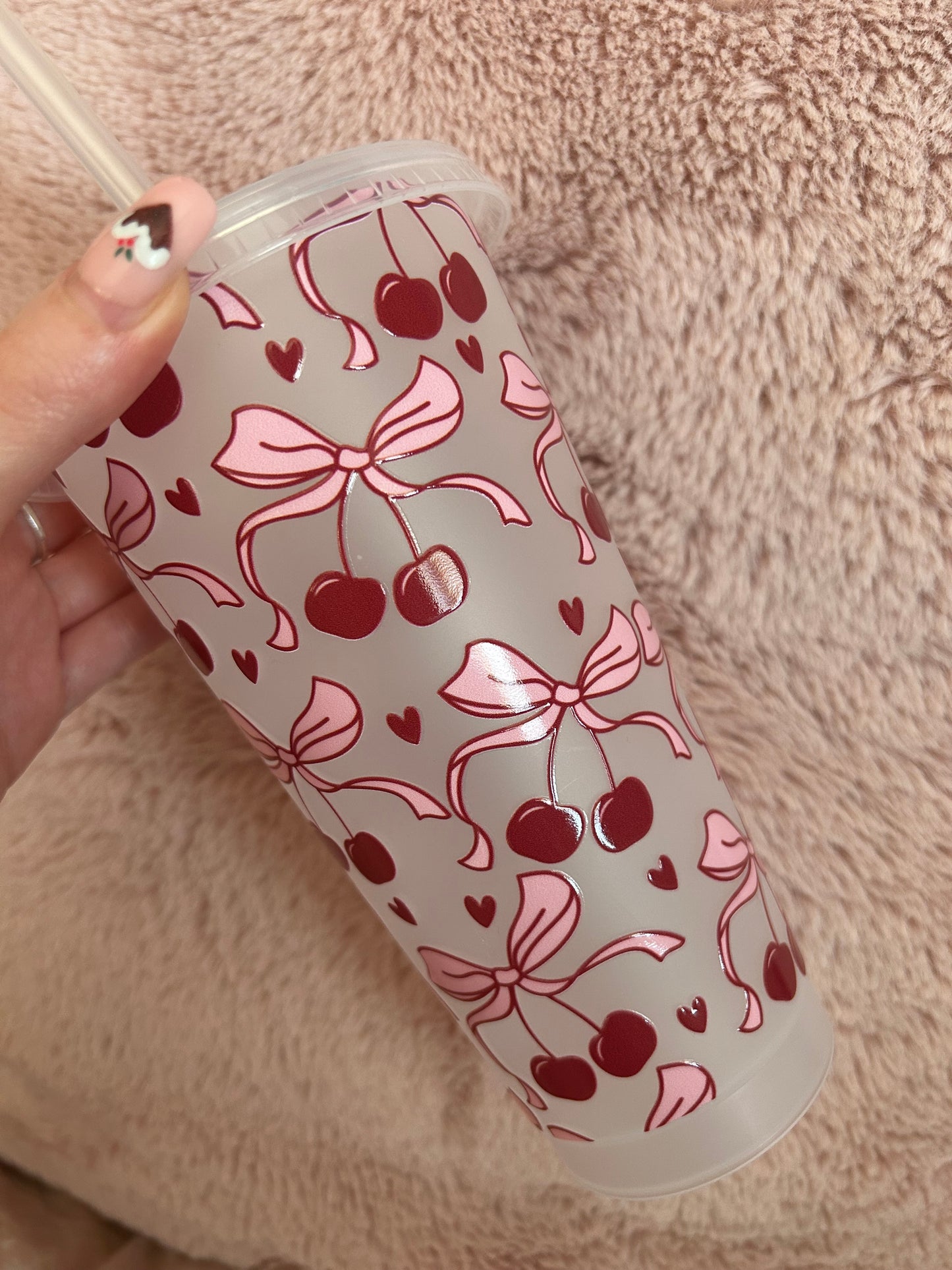 Cherry bow cold cup