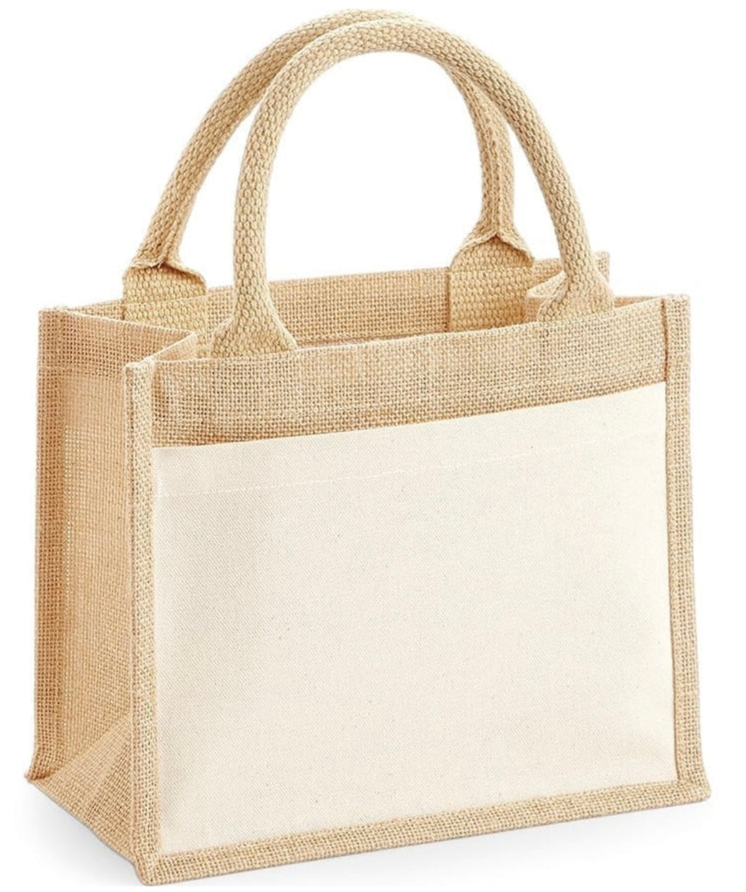 Sublimated Jute tote bag with front pocket