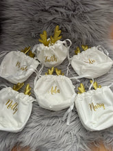 Load image into Gallery viewer, Personalised White Reindeer with gold antlers Treat Bag
