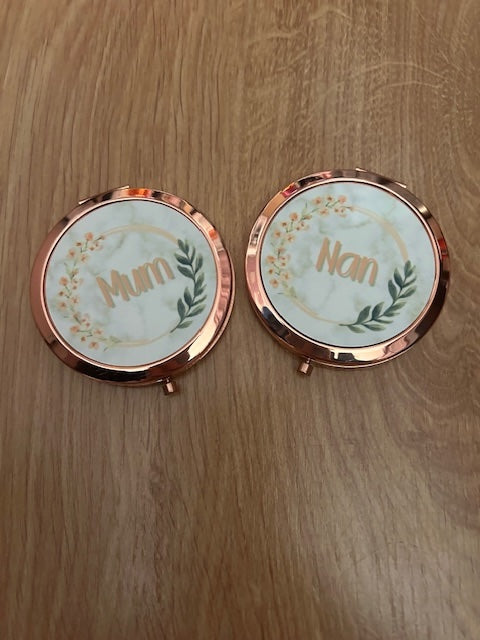 sublimated rose gold pocket mirror