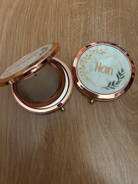 sublimated rose gold pocket mirror