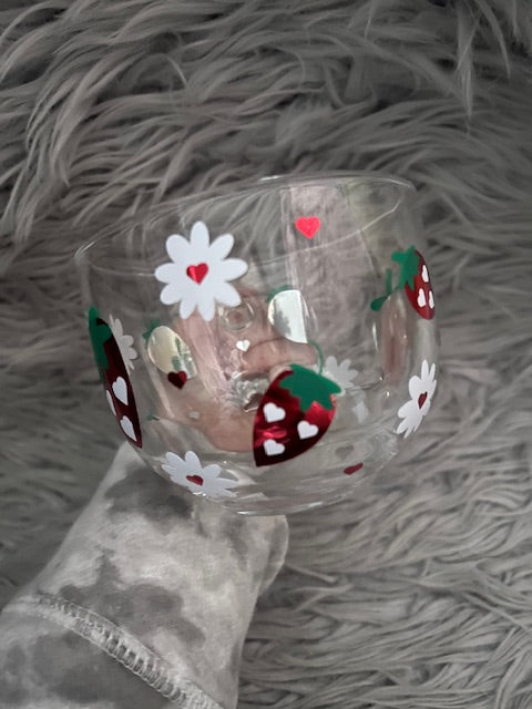 Strawberry Floral large glass mug 500ml