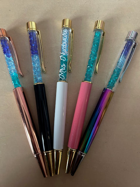 Personalised rhinestone filled pen