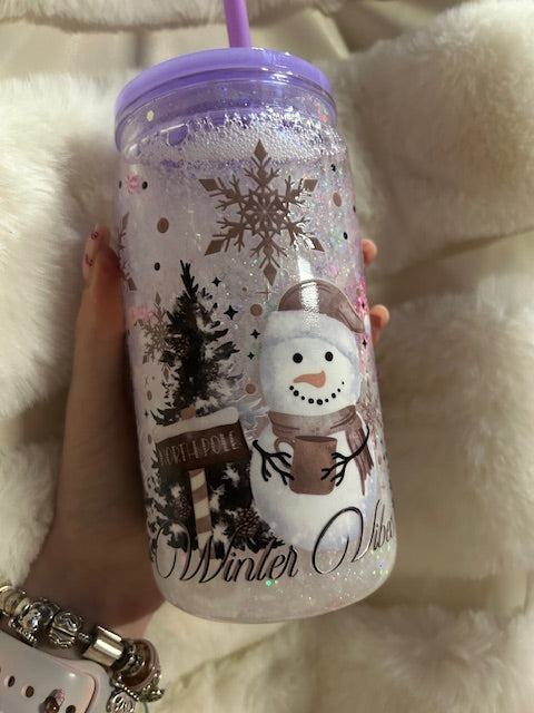 Winter Vibes snowglobe tumbler