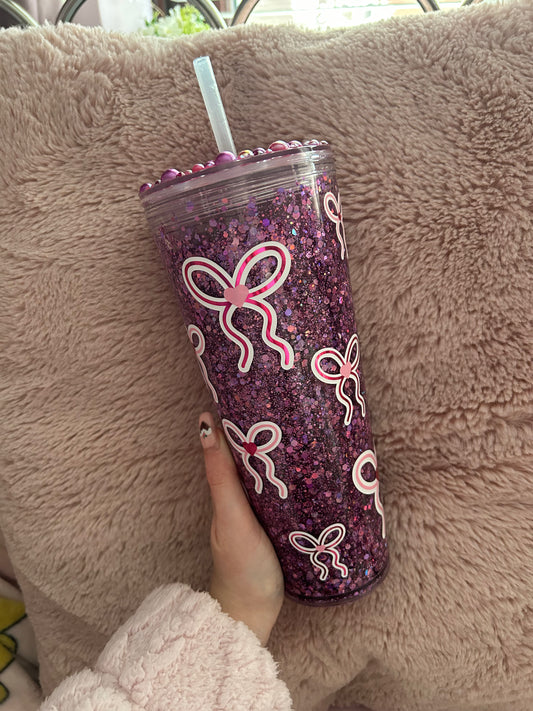 Bow 24oz snowglobe tumbler